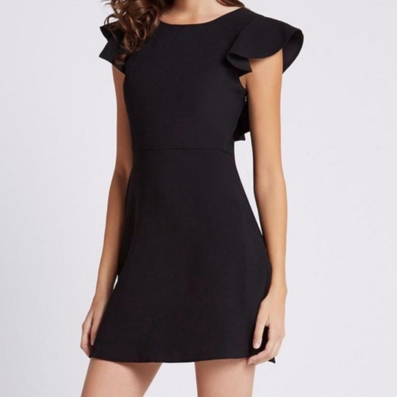 BCBGeneration Dresses & Skirts - BCBGeneration Black Cocktail Dress with Flutter Detail Size 4
